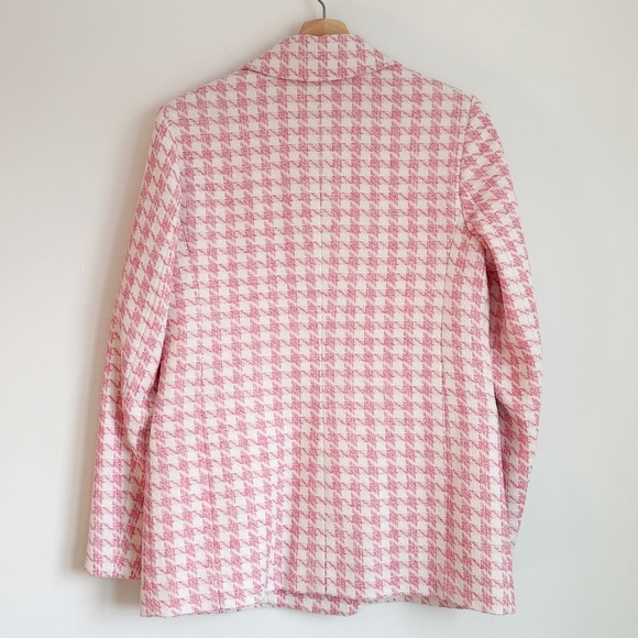 • NWOT! • Mint Velvet coton blend pink and white houndstooth blazer - Picture 5 of 10